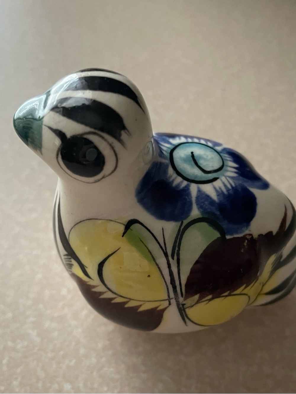 Vintage Tonala Mexican Folk Art Pottery Bird Figurine